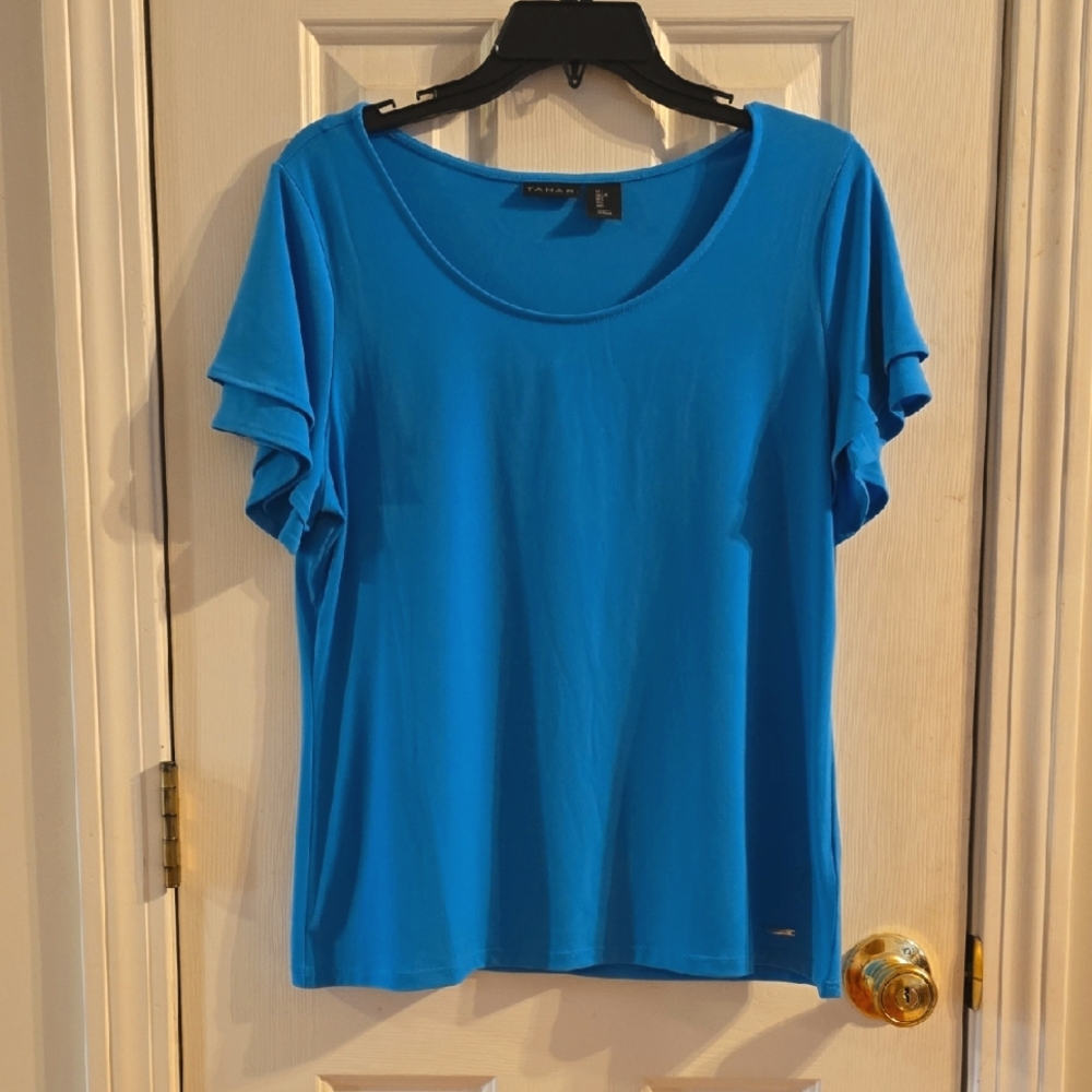 Tahari Vibrant Blue Short Sleeve Top